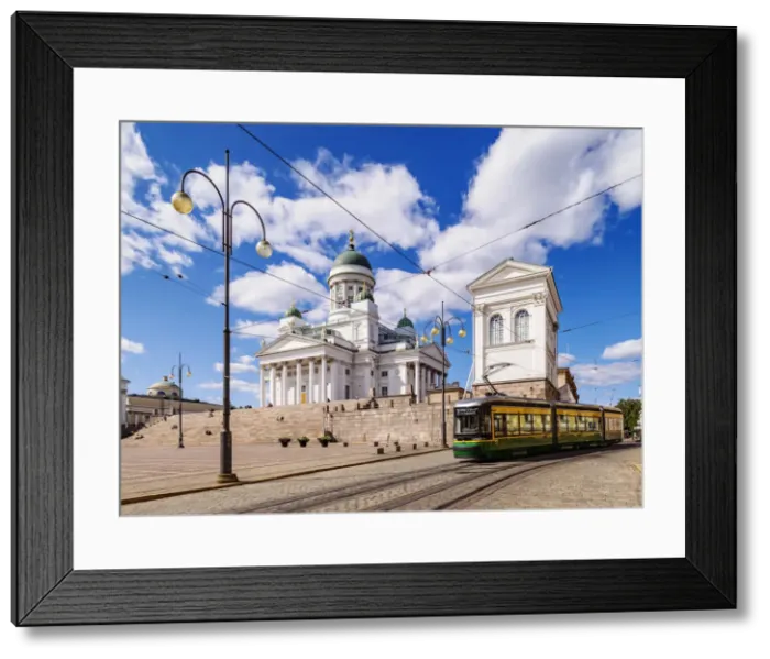 Framed Print : Tram in front of the Cathedral, Senate Square, Helsinki, Uusimaa County, Finland Framed Print : Tram in front of the Cathedral, Senate Square, Helsinki, Uusimaa County, Finland