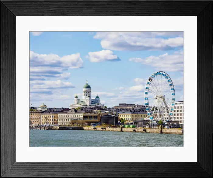 Framed Print : South harbour and City Center Skyline, Helsinki, Uusimaa County, Finland