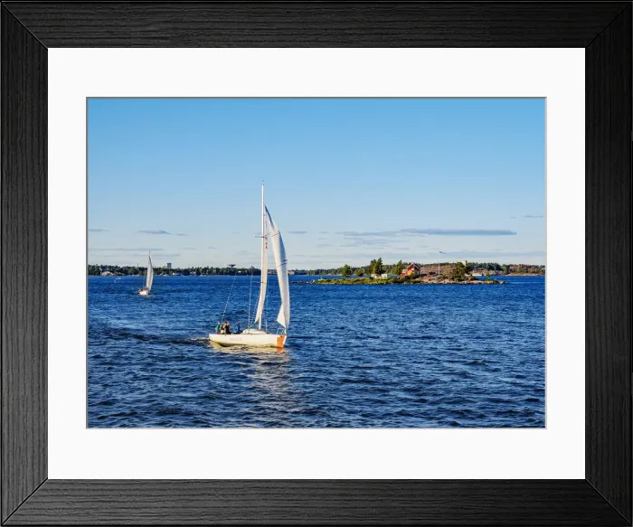 Framed Print : Sailboats in front of the Katajanokanluoto Island, Helsinki, Uusimaa County, Finland