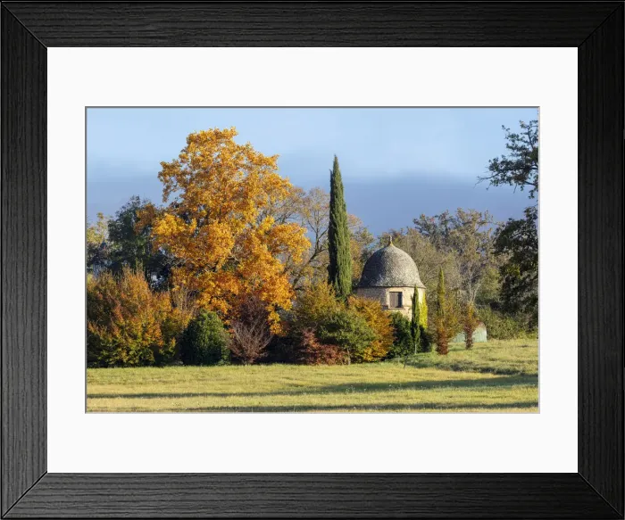 Framed Print : A round tower in the autumn, Castelnau-Bretenoux, Lot, Occitanie, France Framed Print : A round tower in the autumn, Castelnau-Bretenoux, Lot, Occitanie, France