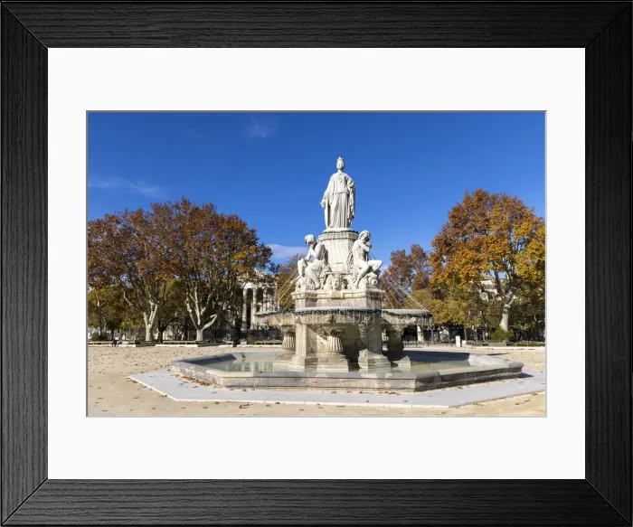 Framed Print : Pradier Fountain on Charles de Gaulle Esplanade, Nimes, Gard, Languedoc-Roussillon, France