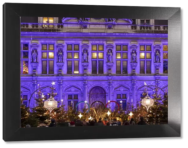 France, Paris, Hotel de Ville at christmas