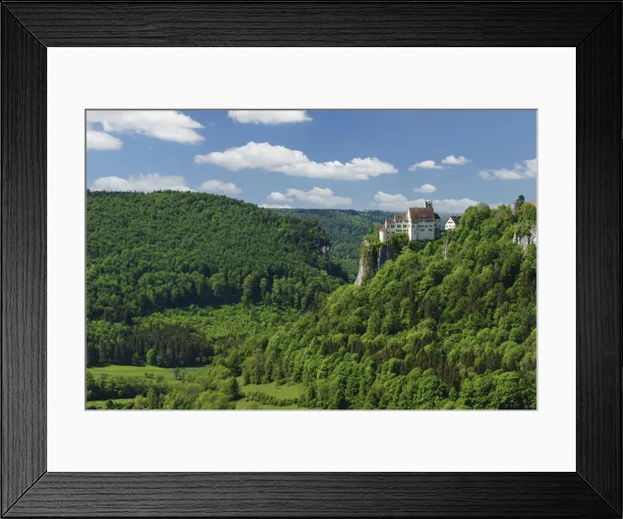 Framed Print : View from Glastragerfels Rock to Werenwag Castle, Danube Valley, Swabian Jura, Baden-Wurttemberg, Germany Framed Print : View from Glastragerfels Rock to Werenwag Castle, Danube Valley, Swabian Jura, Baden-Wurttemberg, Germany