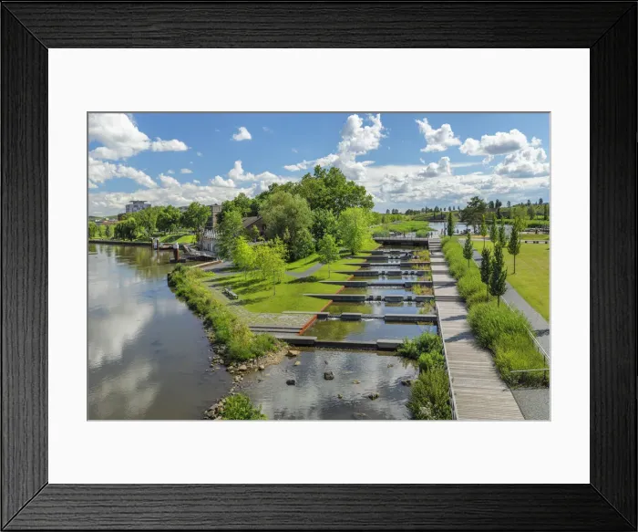 Framed Print : Public park at Neckar River, former Federal Garden Show, Heilbronn, Baden-Wurttemberg, Germany Framed Print : Public park at Neckar River, former Federal Garden Show, Heilbronn, Baden-Wurttemberg, Germany