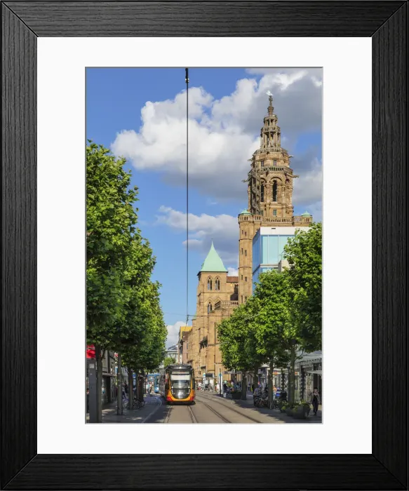 Framed Print : Kilianskirche Church in Kaiserstrasze Street, Heilbronn, Baden-Wurttemberg, Germany