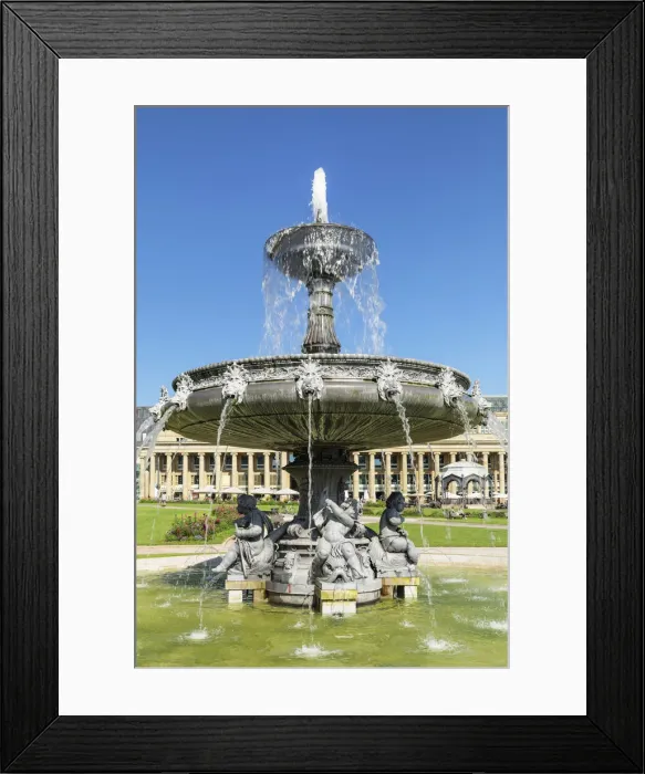 Framed Print : Fountain at Schlossplatz Square with a view on Konigsbau building, Stuttgart, Baden-Wurttemberg, Germany Framed Print : Fountain at Schlossplatz Square with a view on Konigsbau building, Stuttgart, Baden-Wurttemberg, Germany