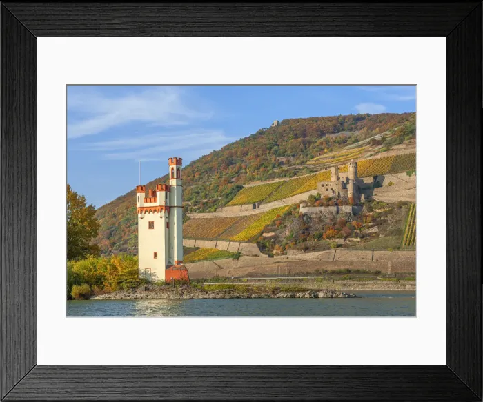 Framed Print : Mauseturm and Ehrenfels castle with river Rhine, Rhine valley, UNESCO World Heritage site, Rhineland-Palatinate, Germany Framed Print : Mauseturm and Ehrenfels castle with river Rhine, Rhine valley, UNESCO World Heritage site, Rhineland-Palatinate, Germany