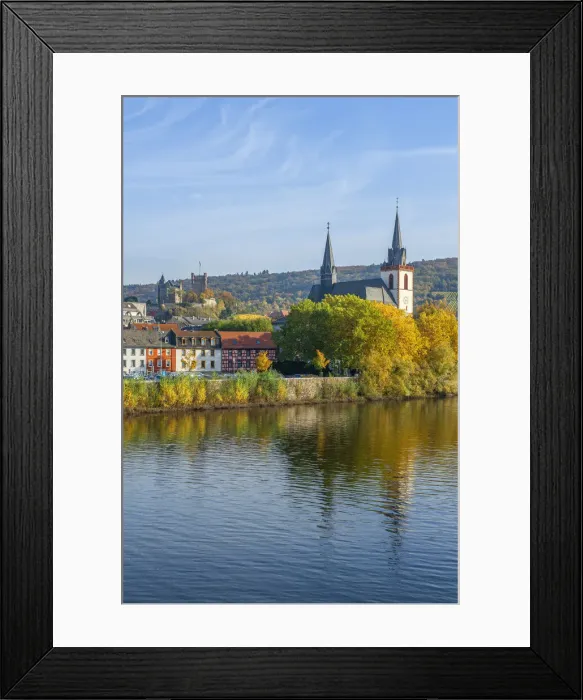 Framed Print : Bingen with Nahe river and Basilica, Rhine valley, Rhineland-Palatinate, Germany Framed Print : Bingen with Nahe river and Basilica, Rhine valley, Rhineland-Palatinate, Germany