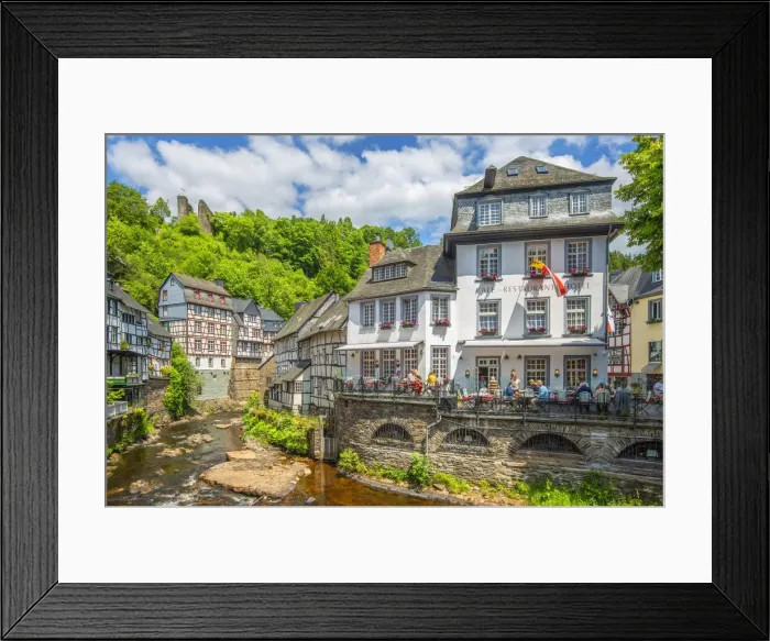 Framed Print : River Rur, Monschau, Eifel, North Rhine-Westphalia, Germany