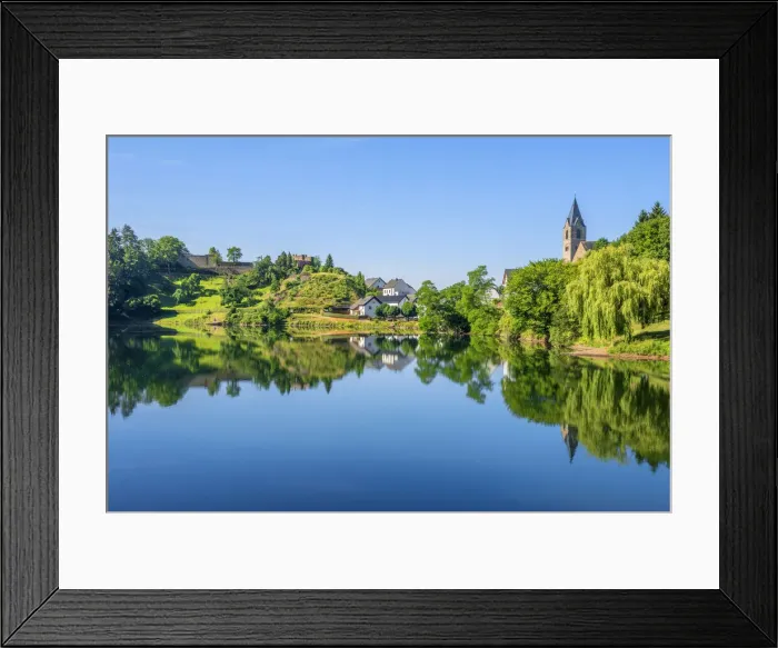 Framed Print : Ulmen with Ulmener Maar and Ulmen castle, Eifel, Rhineland-Palatinate, Germany Framed Print : Ulmen with Ulmener Maar and Ulmen castle, Eifel, Rhineland-Palatinate, Germany