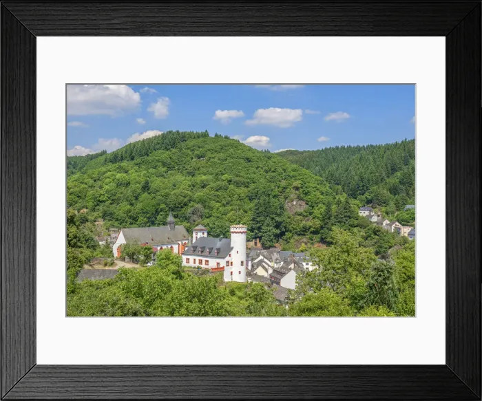 Framed Print : Neuerburg manse and church, Eifel, Rhineland-Palatinate, Germany Framed Print : Neuerburg manse and church, Eifel, Rhineland-Palatinate, Germany