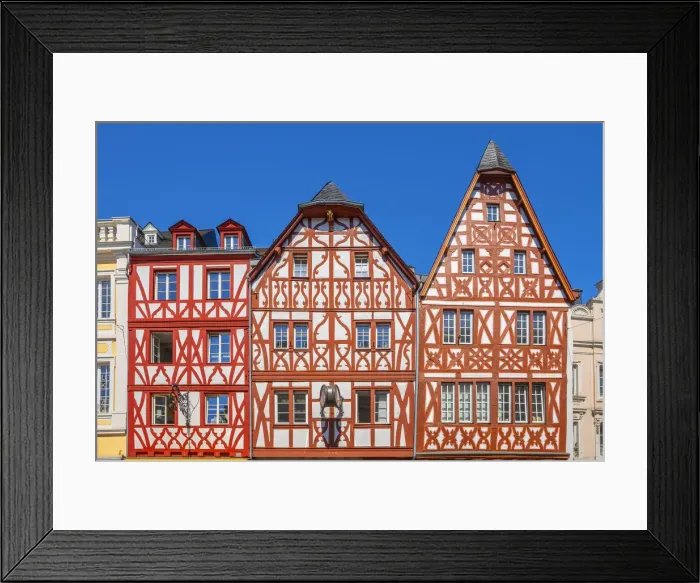 Framed Print : Half-timbered houses at the main market, Treves, Mosel valley, Rhineland-Palatinate, Germany