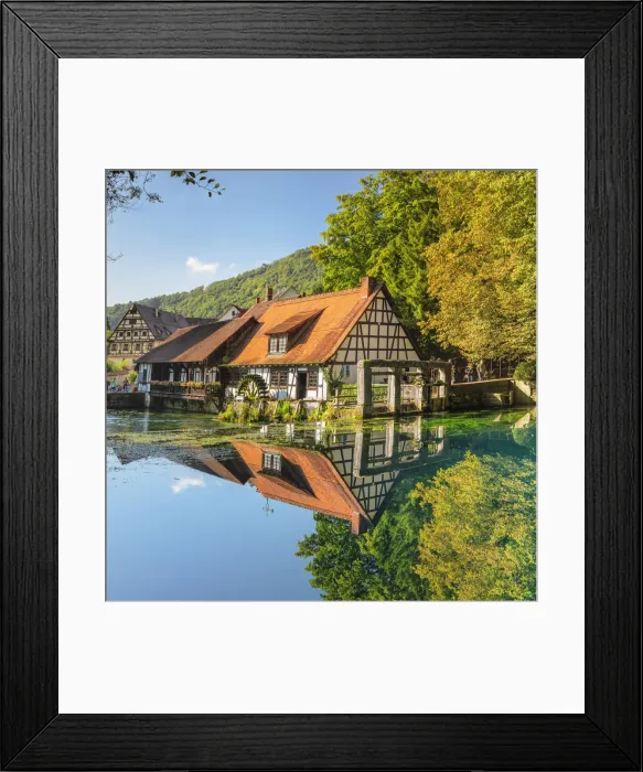 Framed Print : Mill reflecting in Blautopf Spring, Blaubeuren, Swabian Jura, Baden-Wurttemberg, Germany Framed Print : Mill reflecting in Blautopf Spring, Blaubeuren, Swabian Jura, Baden-Wurttemberg, Germany