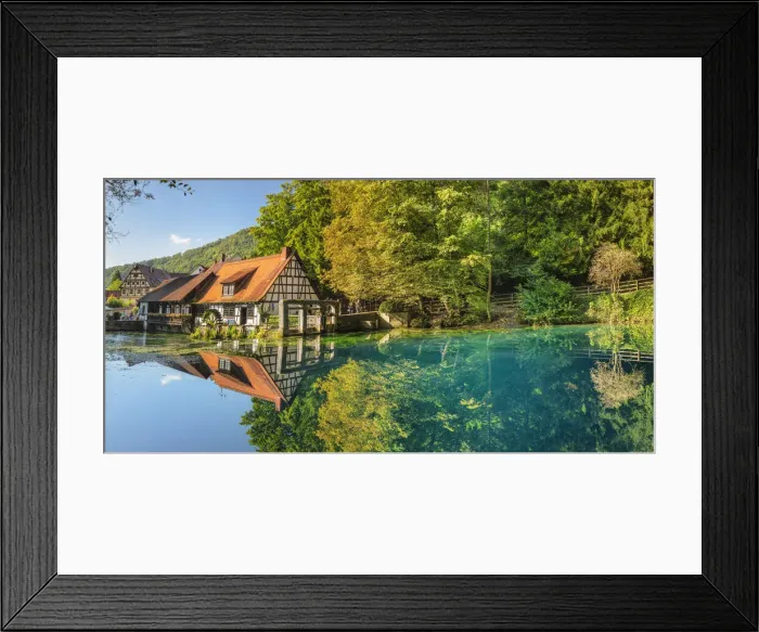 Framed Print : Mill reflecting in Blautopf Spring, Blaubeuren, Swabian Jura, Baden-Wurttemberg, Germany Framed Print : Mill reflecting in Blautopf Spring, Blaubeuren, Swabian Jura, Baden-Wurttemberg, Germany