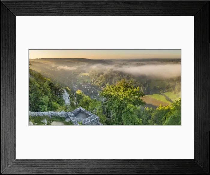 Framed Print : View from Hohengundelfingen Castle near Gundelfingen into Lautertal Valley, Swabian Jura, Baden-Wurttemberg, Germany