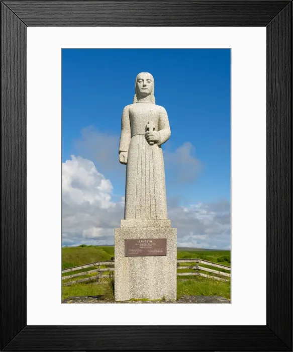 Framed Print : Statue of Landsyn by Gunnfridi Jonsdottur near Strandakirkja church on sunny day, Selvogur, Reykjanes Peninsula, Iceland Framed Print : Statue of Landsyn by Gunnfridi Jonsdottur near Strandakirkja church on sunny day, Selvogur, Reykjanes Peninsula, Iceland