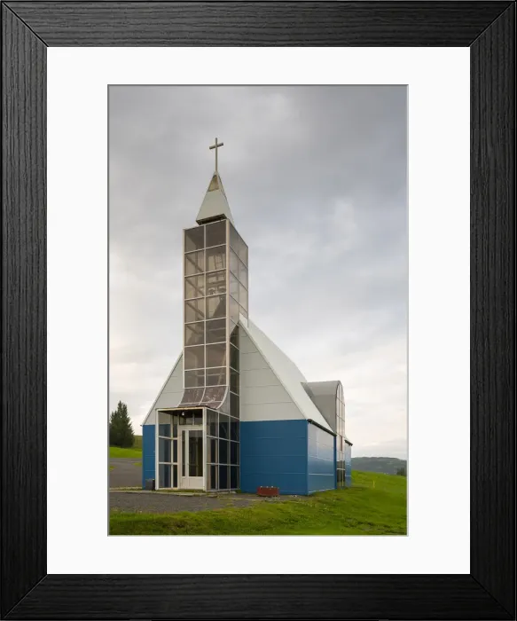 Framed Print : Facade of Uthlidarkirkja church, Uthlid, Blaskogabyggd, Southern Region, Iceland Framed Print : Facade of Uthlidarkirkja church, Uthlid, Blaskogabyggd, Southern Region, Iceland