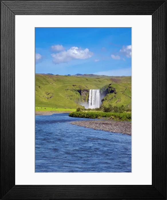 Framed Print : Skogafoss waterfall on sunny day, Skogar, Rangarping eystra, Southern Region, Iceland Framed Print : Skogafoss waterfall on sunny day, Skogar, Rangarping eystra, Southern Region, Iceland
