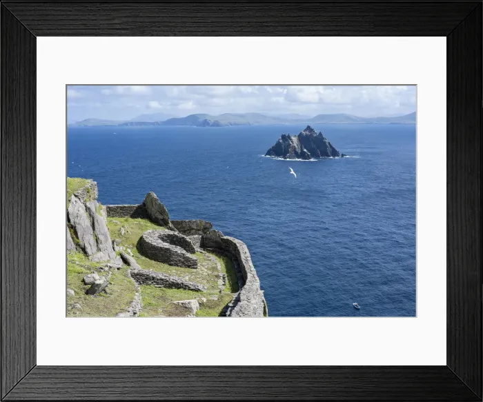 Framed Print : Skellig Michael (Great Skellig), Skellig islands, County Kerry, Munster province, Ireland, Europe. Monasterys architecture in a sunny day Framed Print : Skellig Michael (Great Skellig), Skellig islands, County Kerry, Munster province, Ireland, Europe. Monasterys architecture in a sunny day