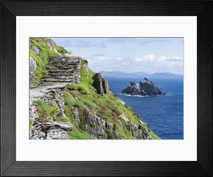 Framed Print : Skellig Michael (Great Skellig), Skellig islands, County Kerry, Munster province, Ireland, Europe. stairs and cliff in a sunny day Framed Print : Skellig Michael (Great Skellig), Skellig islands, County Kerry, Munster province, Ireland, Europe. stairs and cliff in a sunny day