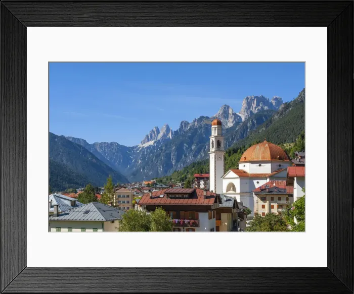 Framed Print : Auronzo with Tre Cime di Lavaredo, Dolomites, Belluno, Italy Framed Print : Auronzo with Tre Cime di Lavaredo, Dolomites, Belluno, Italy