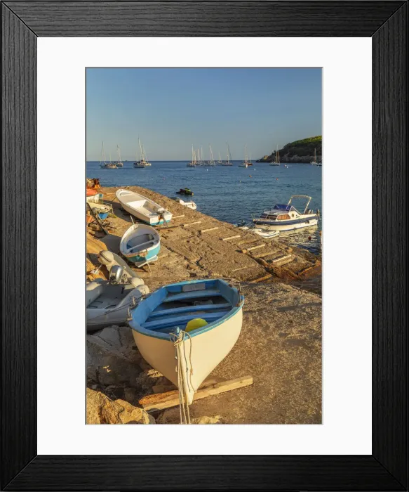 Framed Print : Boats in the bay of Fetovaia, Elba Island, Livorno District, Tuscany, Italy
