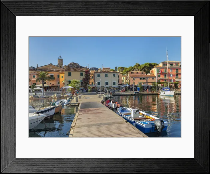 Framed Print : Port of Porto Azzuro, Elba Island, Livorno District, Tuscany, Italy