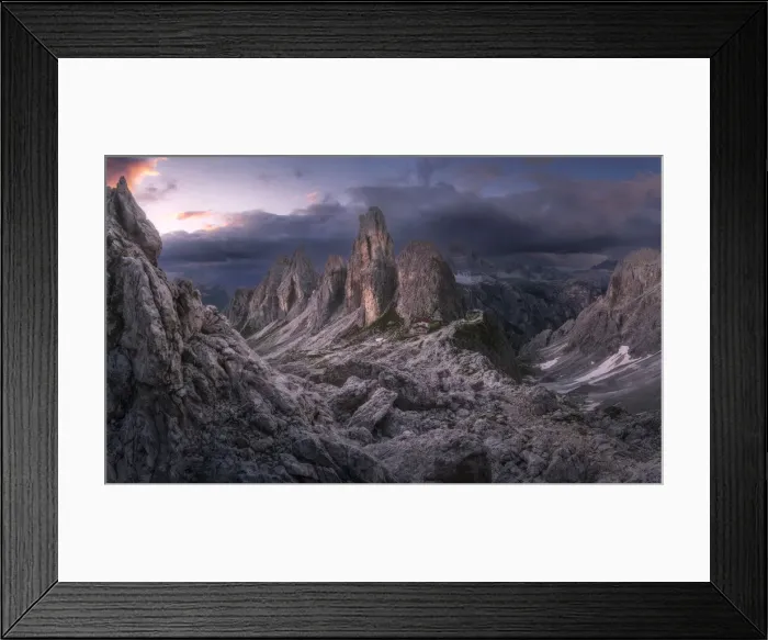 Framed Print : The Cadini di Misurina and Rifugio Fonda Savio catching the last light of the day on a dramatic summer evening, in the Italian Dolomites Framed Print : The Cadini di Misurina and Rifugio Fonda Savio catching the last light of the day on a dramatic summer evening, in the Italian Dolomites