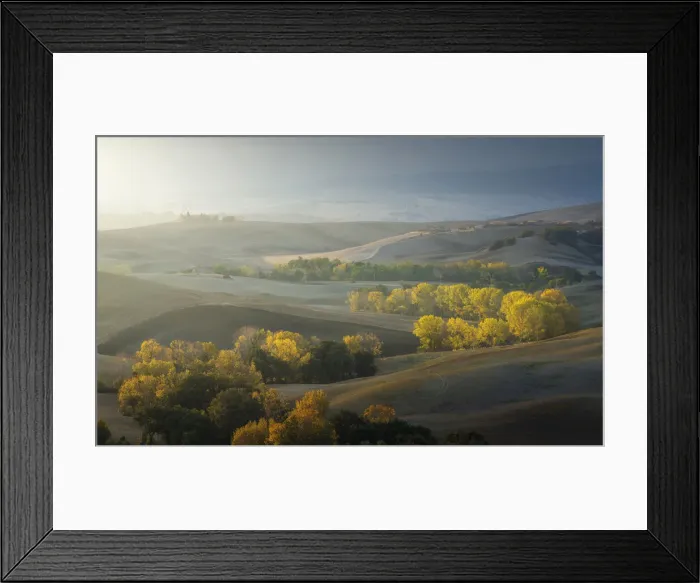 Framed Print : A hazy morning and an incoming storm provided some splendid contrasts to highlight the countryside views of the Val d Orcia, Tuscany, Italy Framed Print : A hazy morning and an incoming storm provided some splendid contrasts to highlight the countryside views of the Val d Orcia, Tuscany, Italy