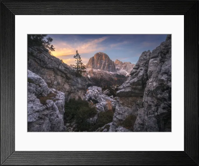 Framed Print : A glimpse of the Tofane in the Ampezzo Dolomites during a dramatic autumn sunset Framed Print : A glimpse of the Tofane in the Ampezzo Dolomites during a dramatic autumn sunset
