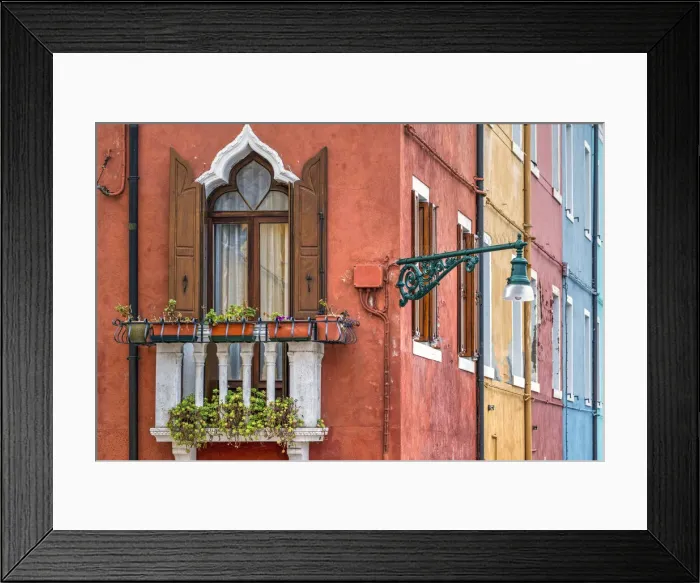 Framed Print : Colourfully painted houses, Burano, Venice, Veneto, Italy Framed Print : Colourfully painted houses, Burano, Venice, Veneto, Italy