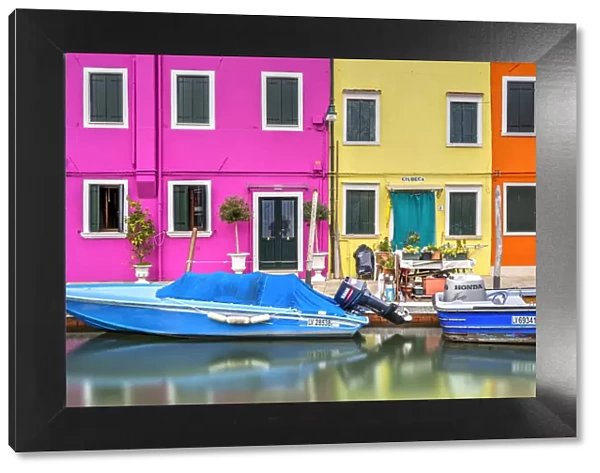 Brightly coloured houses, Burano, Venice, Veneto, Italy