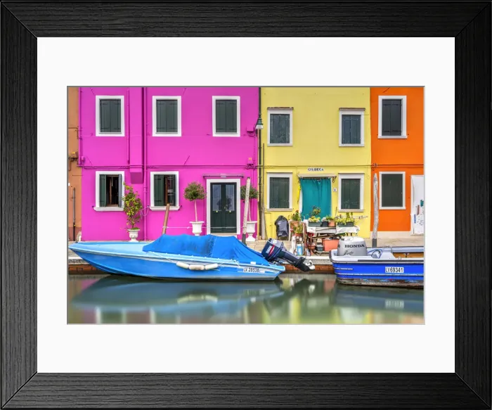 Framed Print : Brightly coloured houses, Burano, Venice, Veneto, Italy Framed Print : Brightly coloured houses, Burano, Venice, Veneto, Italy