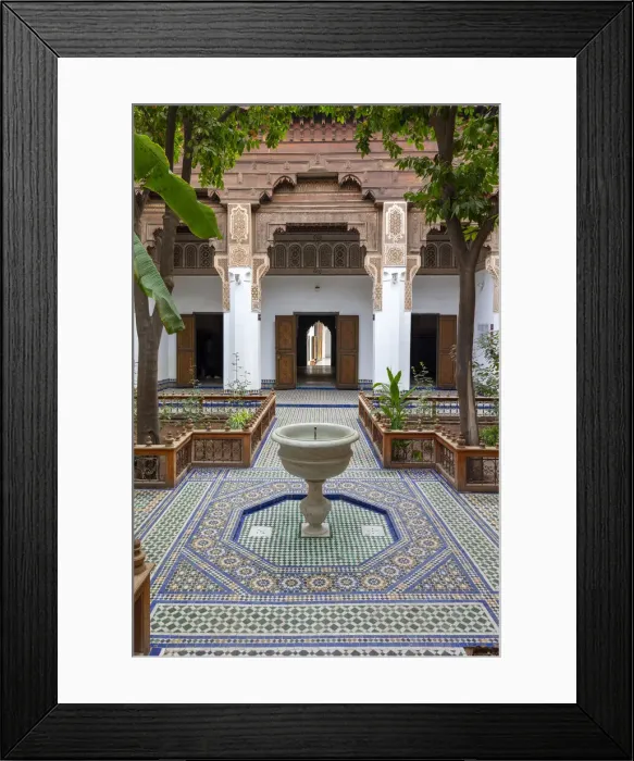 Framed Print : Courtyard gardens at Bahia Palace (Palais de la Bahia). Marrakech-Safi (Marrakesh-Tensift-El Haouz) region, Marrakesh, Morocco Framed Print : Courtyard gardens at Bahia Palace (Palais de la Bahia). Marrakech-Safi (Marrakesh-Tensift-El Haouz) region, Marrakesh, Morocco