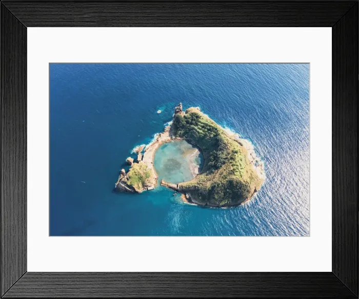 Framed Print : Vila Franca do Campo Islet, Sao Miguel island, Azores, Portugal. Aerial view Framed Print : Vila Franca do Campo Islet, Sao Miguel island, Azores, Portugal. Aerial view