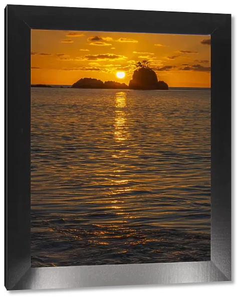 Africa, Seychelles, Mahe. Sunset at Anse Soleil