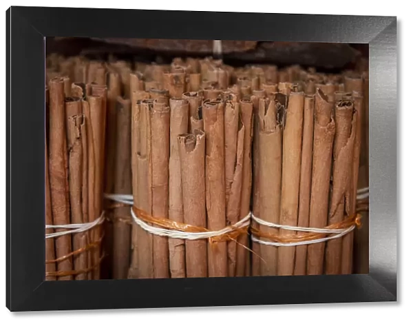 Africa, Seychelles, Mahe. Cinnamon sticks sold in the Sir Selwyn Selwin Clarke Market in Victoria