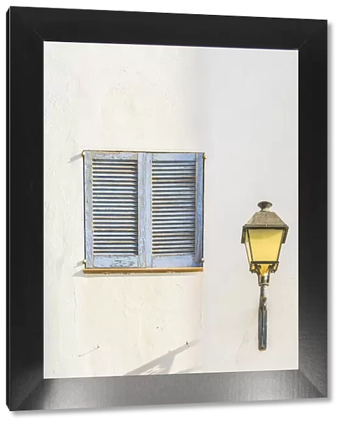 Wooden shuttered window, Old Town, Ibiza Town, Ibiza, Balearic Islands, Spain
