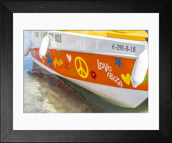 Framed Print : Love Ibiza boat, Port of Sant Antoni, San Antonio, Sant Antoni de Portmany, Ibiza, Balearic Islands, Spain Framed Print : Love Ibiza boat, Port of Sant Antoni, San Antonio, Sant Antoni de Portmany, Ibiza, Balearic Islands, Spain