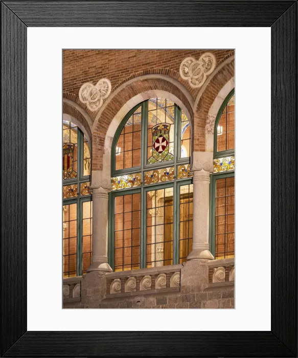 Framed Print : Barcellona - Hospital de Sant Pau. Vista di un corridoio del corpo centrale del complesso modernista di Sant Pau Framed Print : Barcellona - Hospital de Sant Pau. Vista di un corridoio del corpo centrale del complesso modernista di Sant Pau