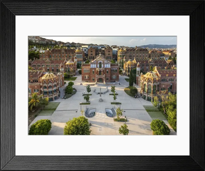 Framed Print : Spain, Catalonia, Barcelona, Sant Pau Hospital, Elevated view of the complex Framed Print : Spain, Catalonia, Barcelona, Sant Pau Hospital, Elevated view of the complex