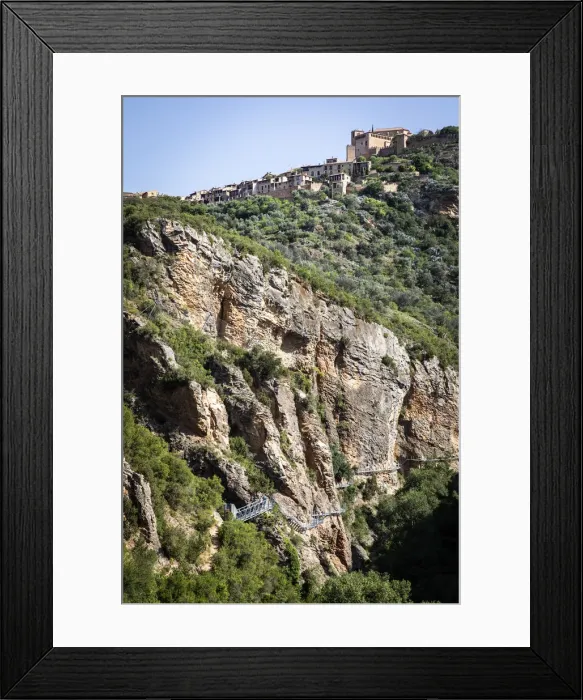 Framed Print : Spain, Aragon, Huesca, View of Alquezar from the Vero river Framed Print : Spain, Aragon, Huesca, View of Alquezar from the Vero river