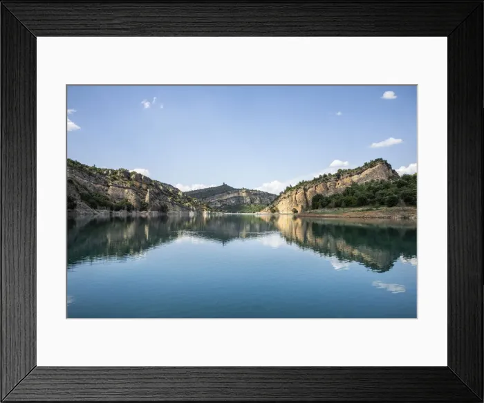 Framed Print : Spain, Aragon, Huesca, Mont-Rebei, Landscape in Montrebeis lake