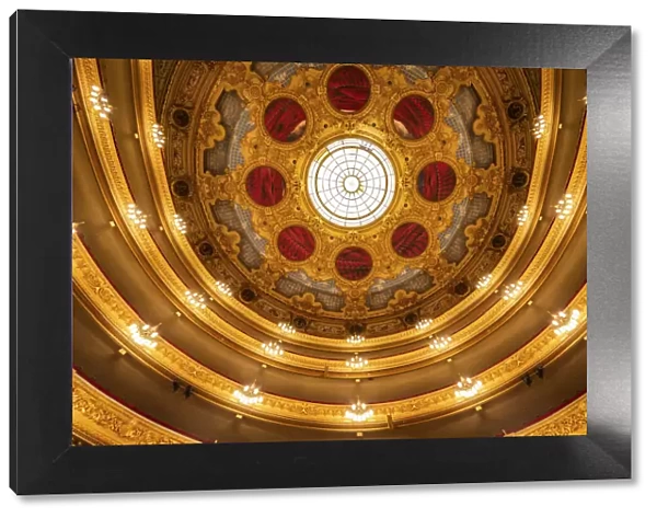 Spain, Catalonia, Barcelona, Liceu, The ceiling of the Liceu theatre