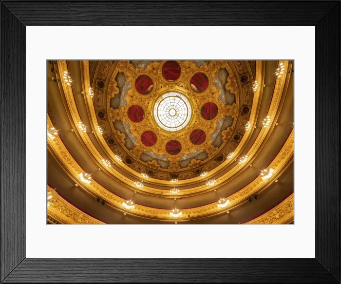 Framed Print : Spain, Catalonia, Barcelona, Liceu, The ceiling of the Liceu theatre