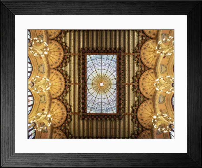 Framed Print : Spain, Catalonia, Barcelona, Palau de la Musica, Modernist ceiling Framed Print : Spain, Catalonia, Barcelona, Palau de la Musica, Modernist ceiling