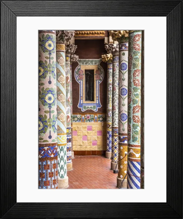 Framed Print : Spain, Catalonia, Barcelona, Palau de la Musica, Modernist columns on the main terrace Framed Print : Spain, Catalonia, Barcelona, Palau de la Musica, Modernist columns on the main terrace