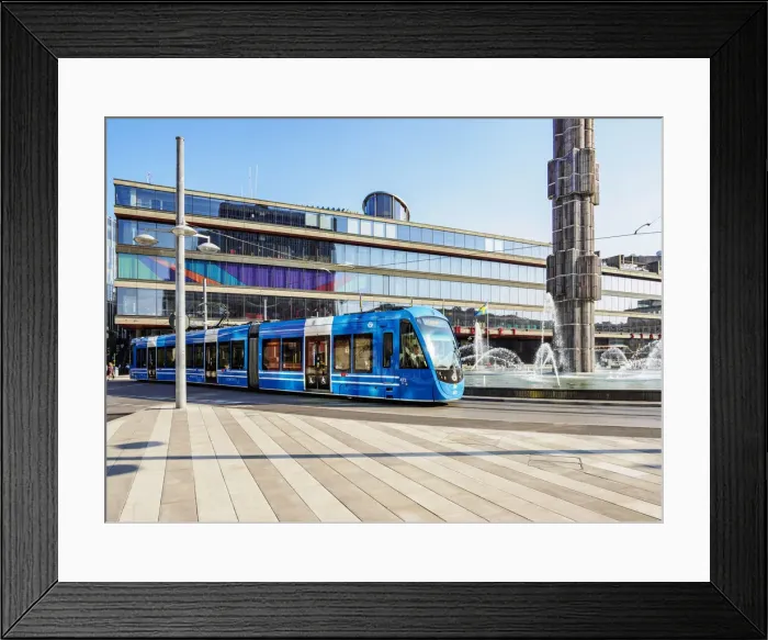 Framed Print : Tram at the Sergels torg, Stockholm, Stockholm County, Sweden