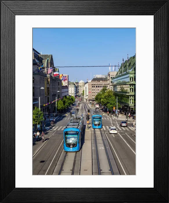 Framed Print : Trams at Hamngatan Street, elevated view, Stockholm, Stockholm County, Sweden Framed Print : Trams at Hamngatan Street, elevated view, Stockholm, Stockholm County, Sweden