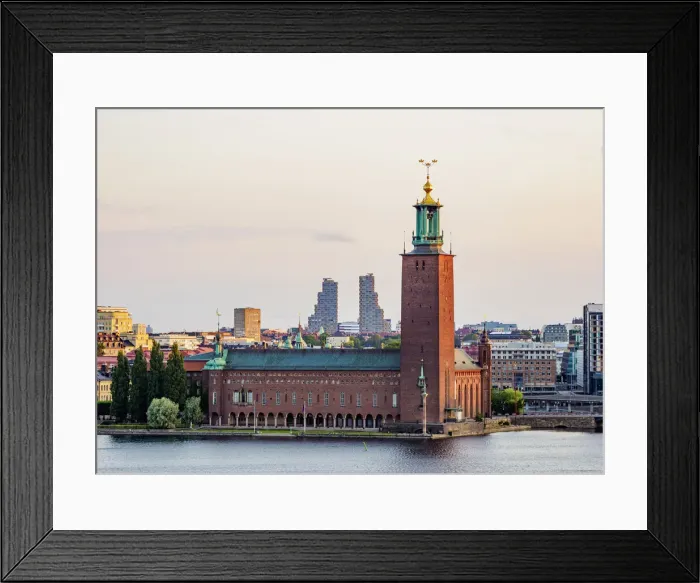 Framed Print : City Hall at sunrise, elevated view, Stockholm, Stockholm County, Sweden Framed Print : City Hall at sunrise, elevated view, Stockholm, Stockholm County, Sweden